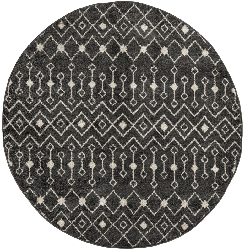 6' x 6' Boswell · Geometric tribal rug, dark gray and ivory