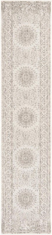 2' 7 x 12' Royce · Faded medallion Outdoor Rug, gray and cream