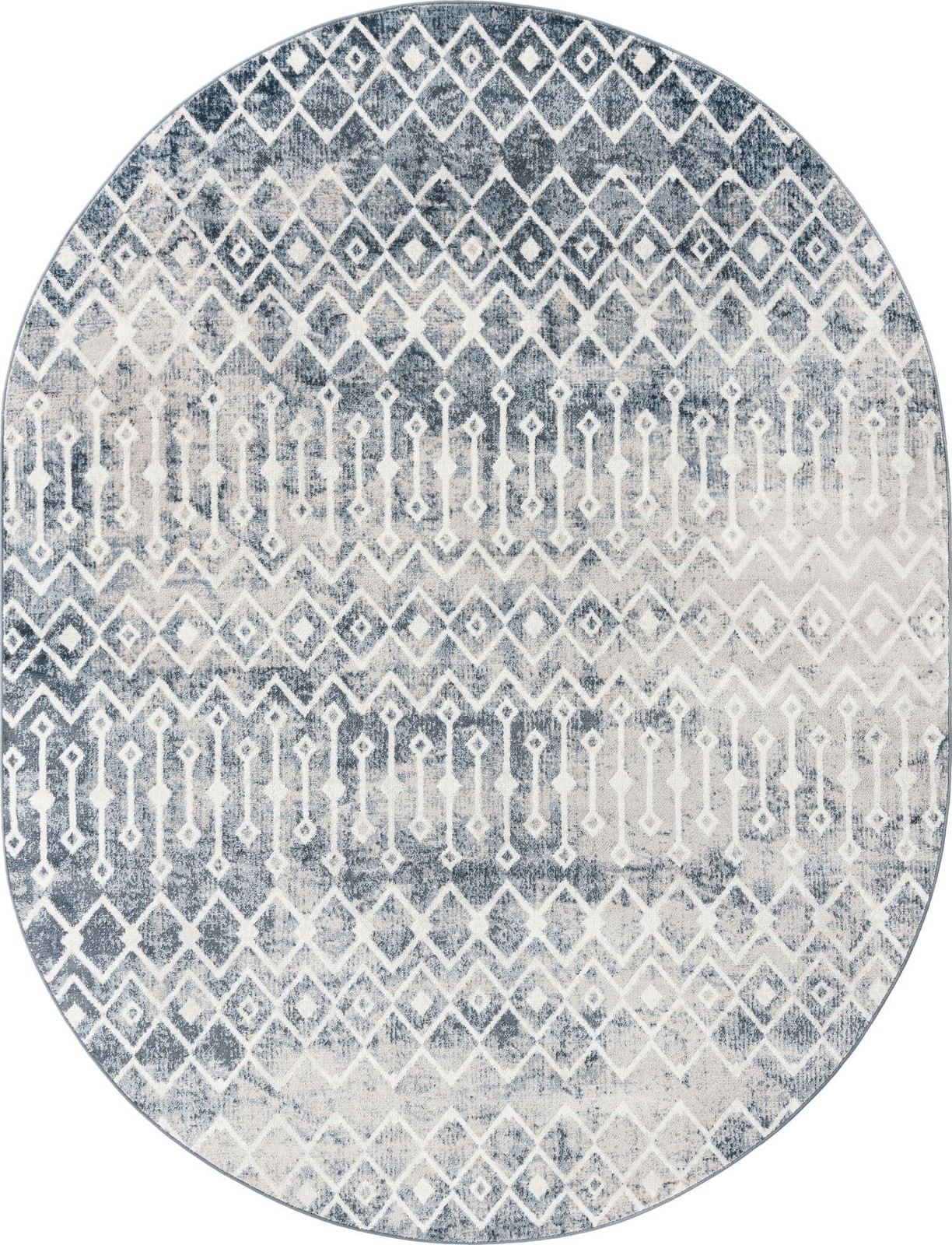 8' x 10' Eugene · Geometric trellis rug, blue and ivory