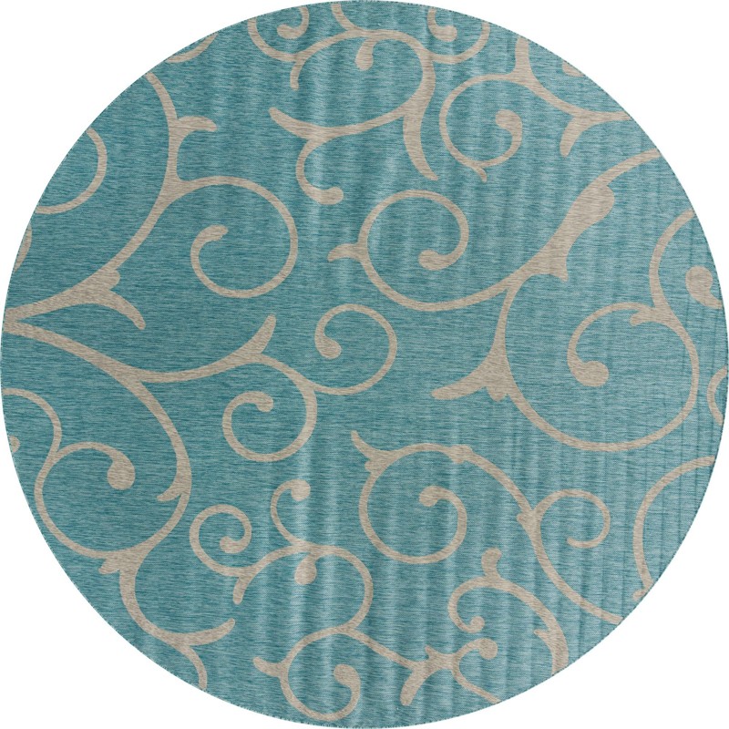 13' x 13' Shale · Floral / botanical Outdoor Rug, aqua