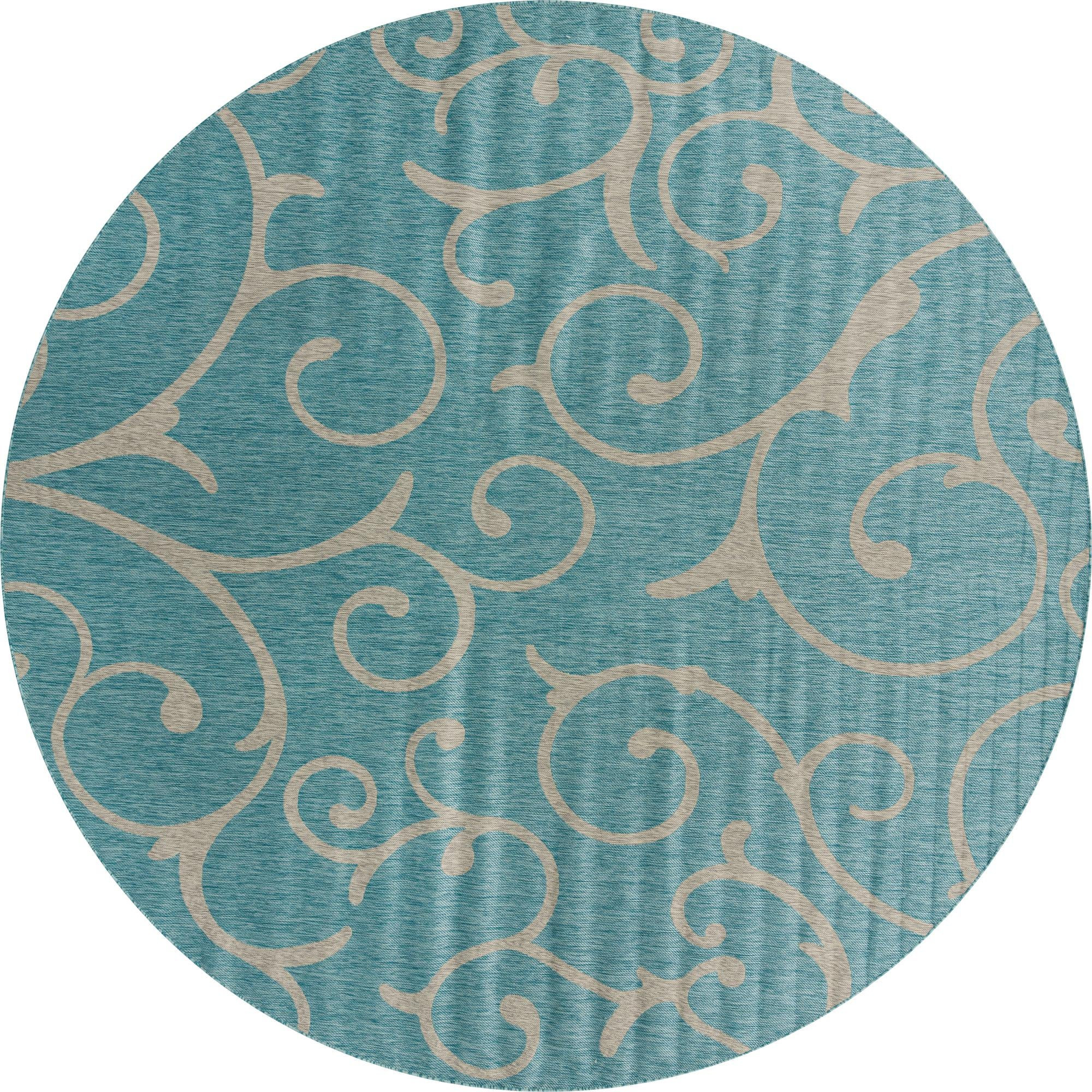 13' x 13' Shale · Floral / botanical Outdoor Rug, aqua