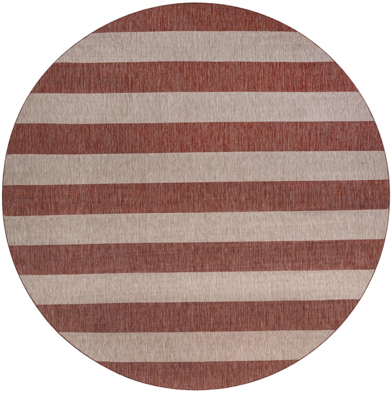 13' x 13' Dahlia · Striped Outdoor Rug, rustred