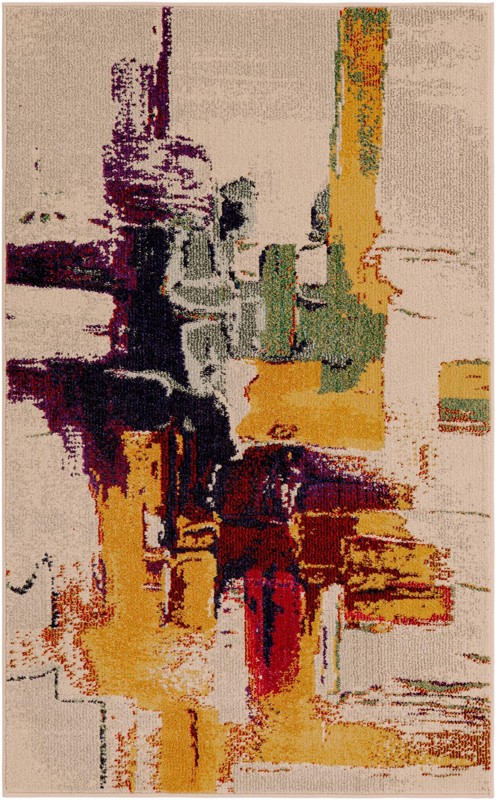 3' 3 x 5' 3 Oakden · Abstract Washable Rug, beige and multi