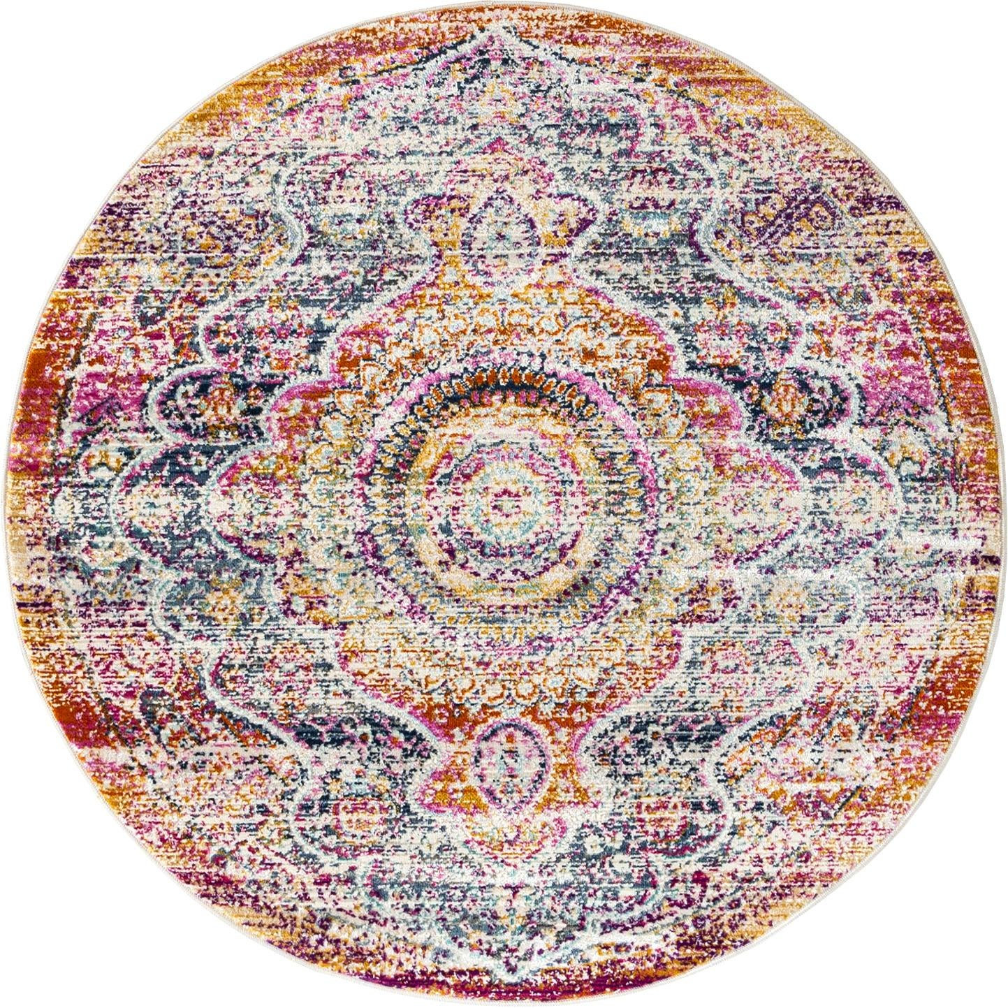 3' 7 x 3' 7 Leaver · Medallion rug, red