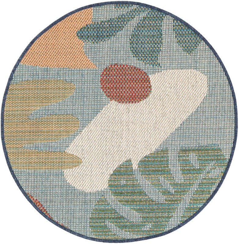 3' 3 x 3' 3 Sturgis · Abstract Outdoor Rug, blue