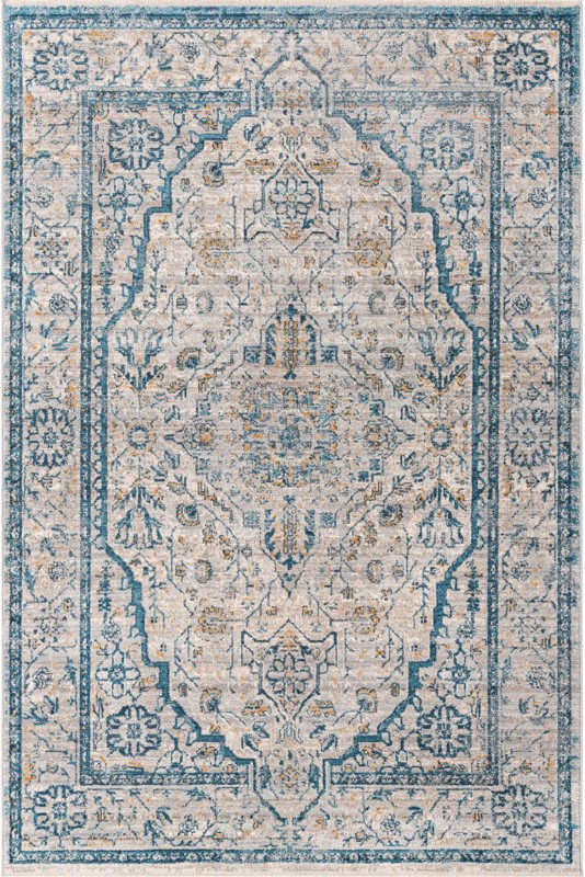 5' 3 x 8' Thane · Medallion rug, gray and blue
