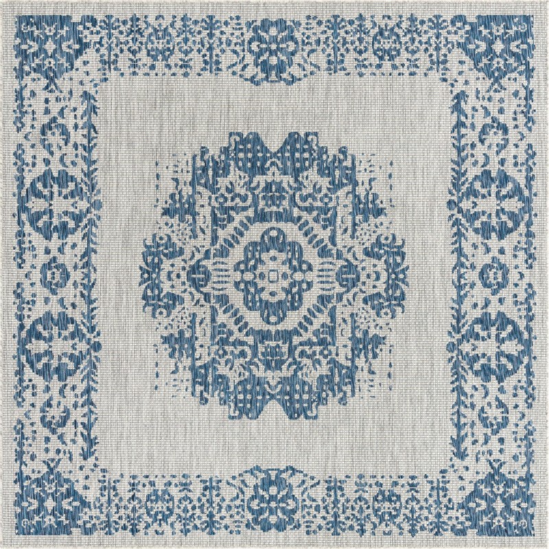7' 10 x 7' 10 Hayden · Border Outdoor Rug, blue