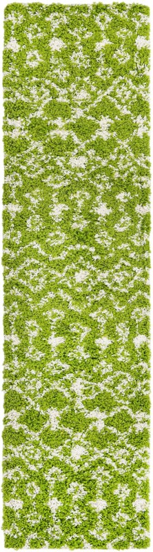 2' x 8' Bayley · Diamond Shag Rug, green