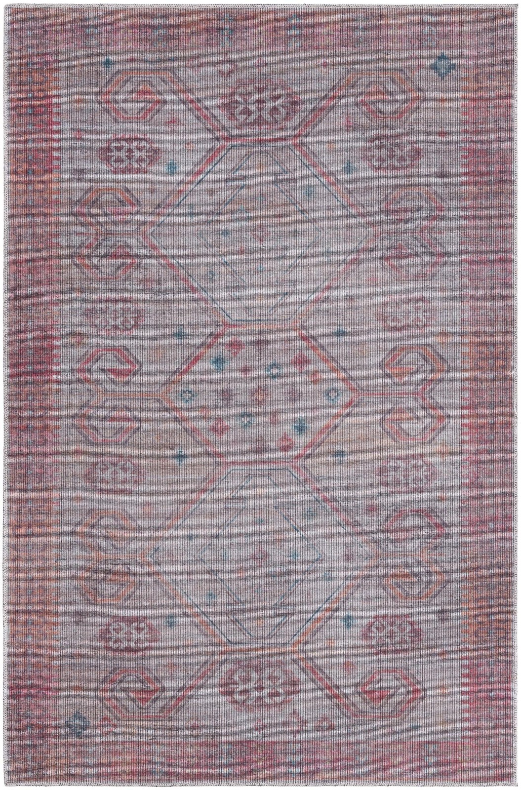 5' 3 x 8' Bascom · Geometric medallion Washable Rug, rust and beige