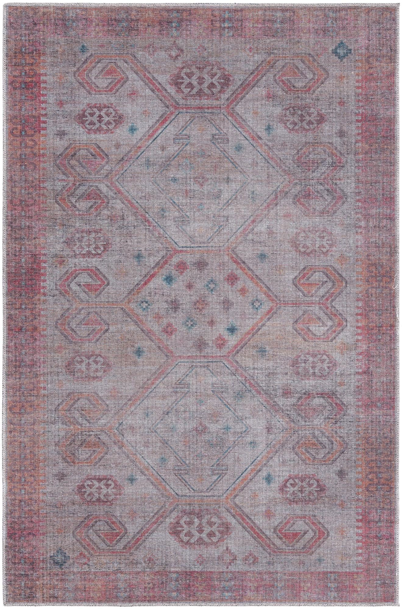 5' 3 x 8' Bascom · Geometric medallion Washable Rug, rust and beige