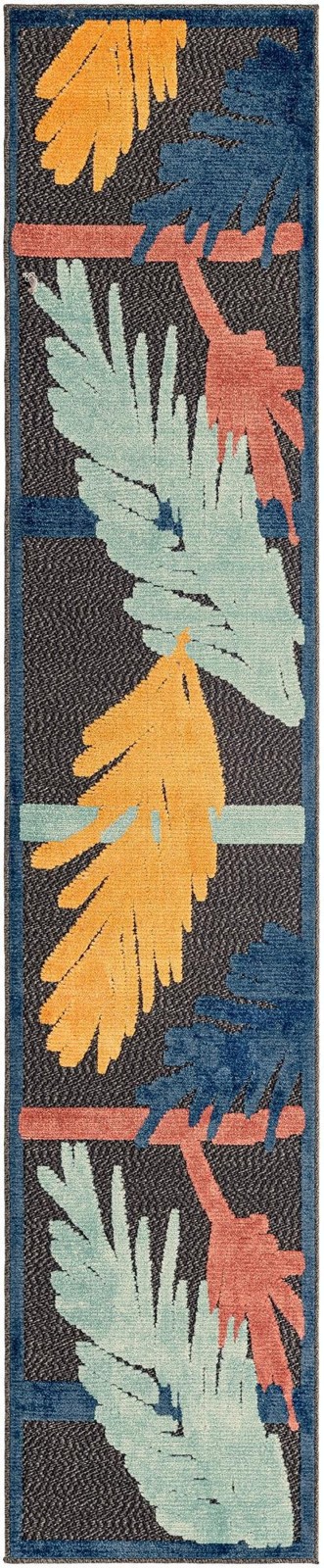 2' x 10' Elm · Abstract Outdoor Rug, charcoal