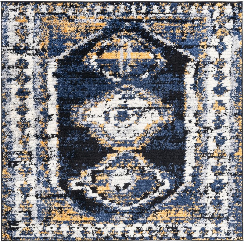 5' 3 x 5' 3 Corbin · Border rug, blue
