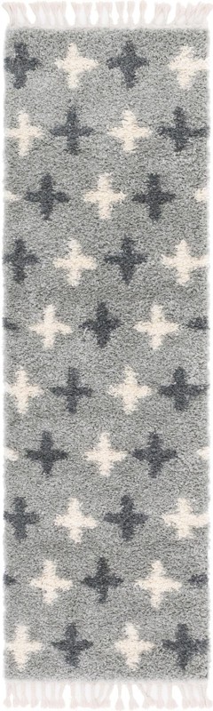 Porteous · Cross pattern Shag Rug, gray and ivory