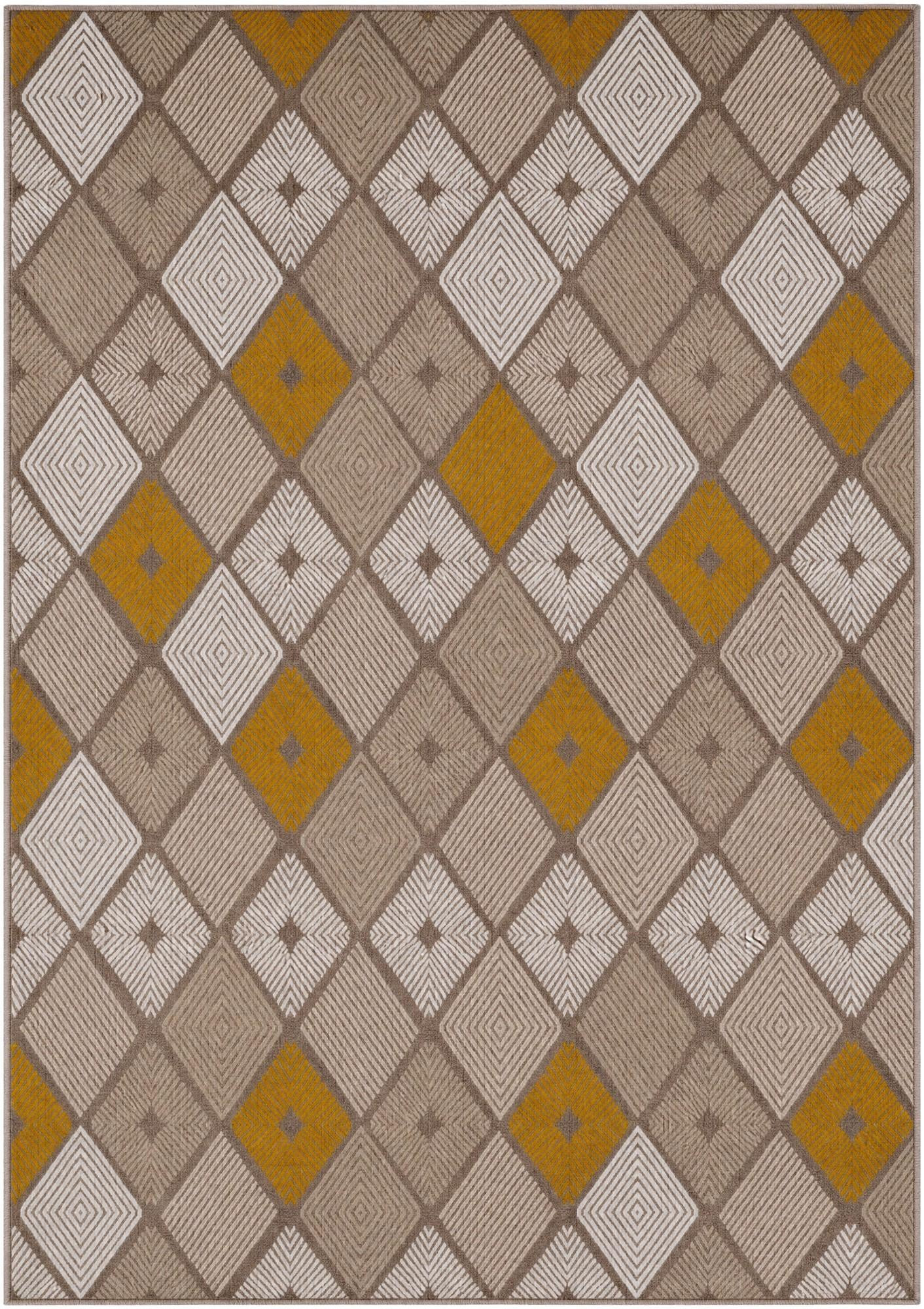 7' 1 x 10' Partridge · Argyle rug, ivory and yellow