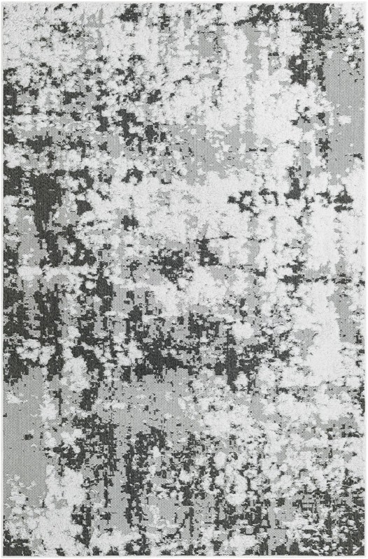 5' 3 x 8' Coxwell · Abstract rug, black, gray and ivory