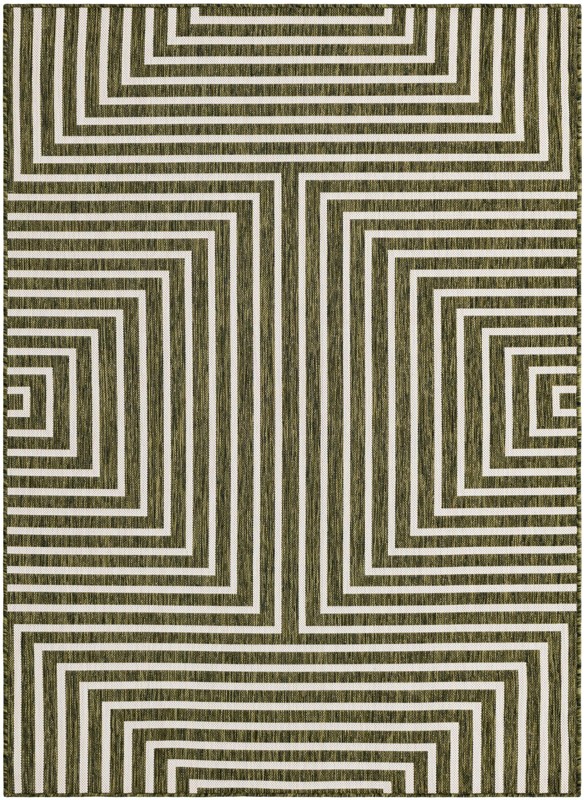 5' 3 x 7' Gorse · Geometric Outdoor Rug, green
