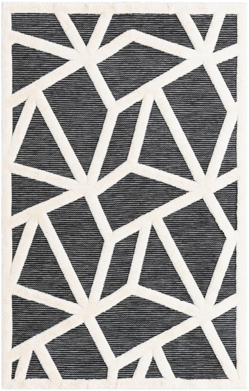 5' 3 x 8' Sutter · Geometric line rug, gray and ivory