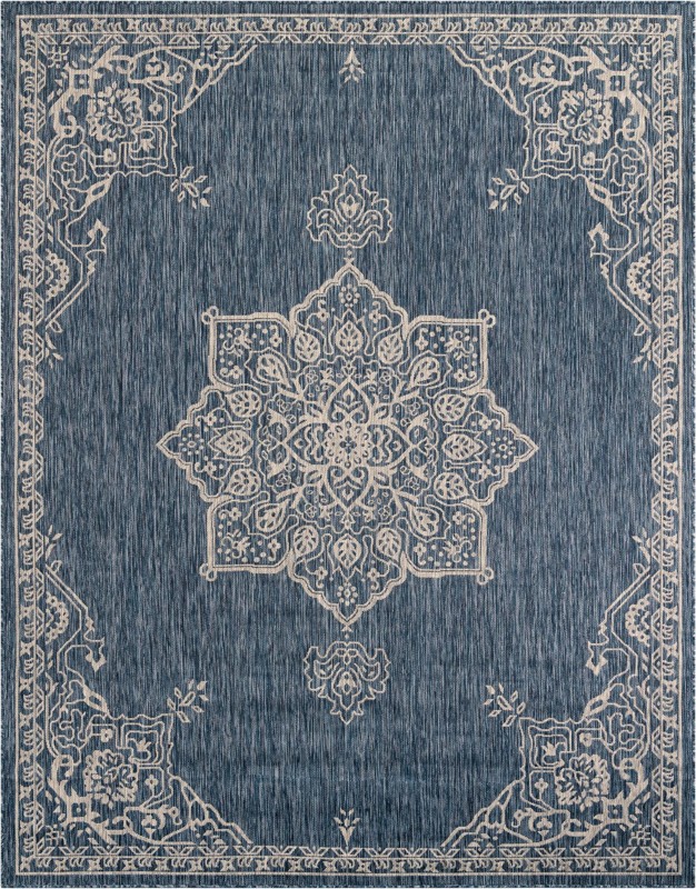 7' 10 x 10' Rhys · Border Outdoor Rug, blue