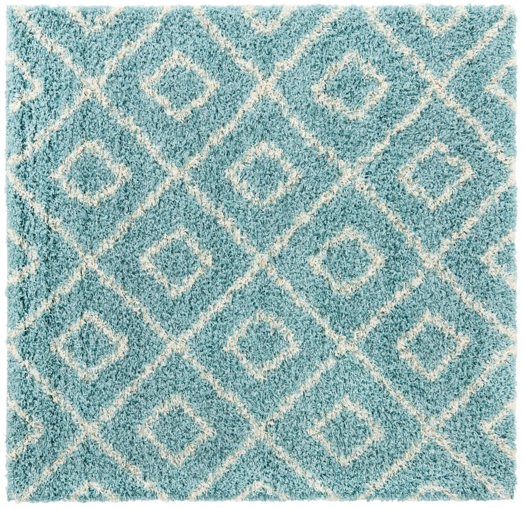5' 3 x 5' 3 Brock · Diamond Shag Rug, aqua