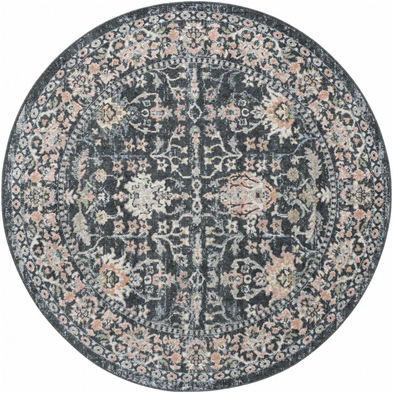 5' 3 x 5' 3 Sandys · Border Washable Rug, navy blue