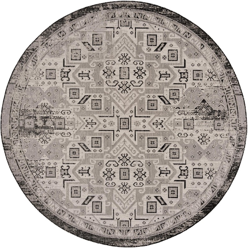 10' x 10' Estuary · Border Outdoor Rug, charcoal gray