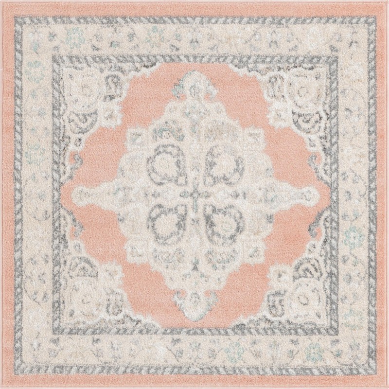 4' x 4' Selby · Border rug, rose