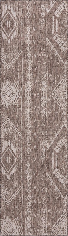 2' 7 x 12' Wildman · Geometric Outdoor Rug, brown
