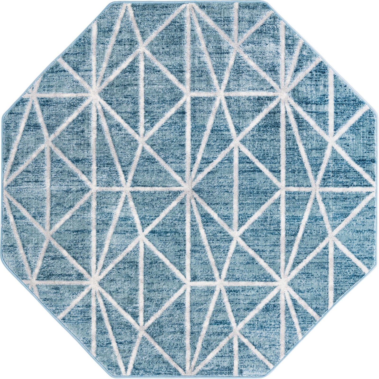 5' 3 x 5' 3 Gilman · Geometric rug, blue and ivory