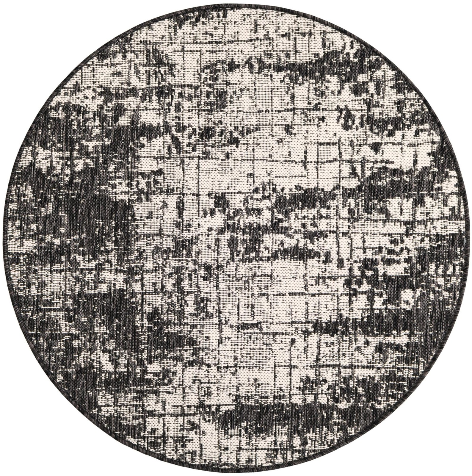 3' x 3' Rigby · Abstract Outdoor Rug, black and white