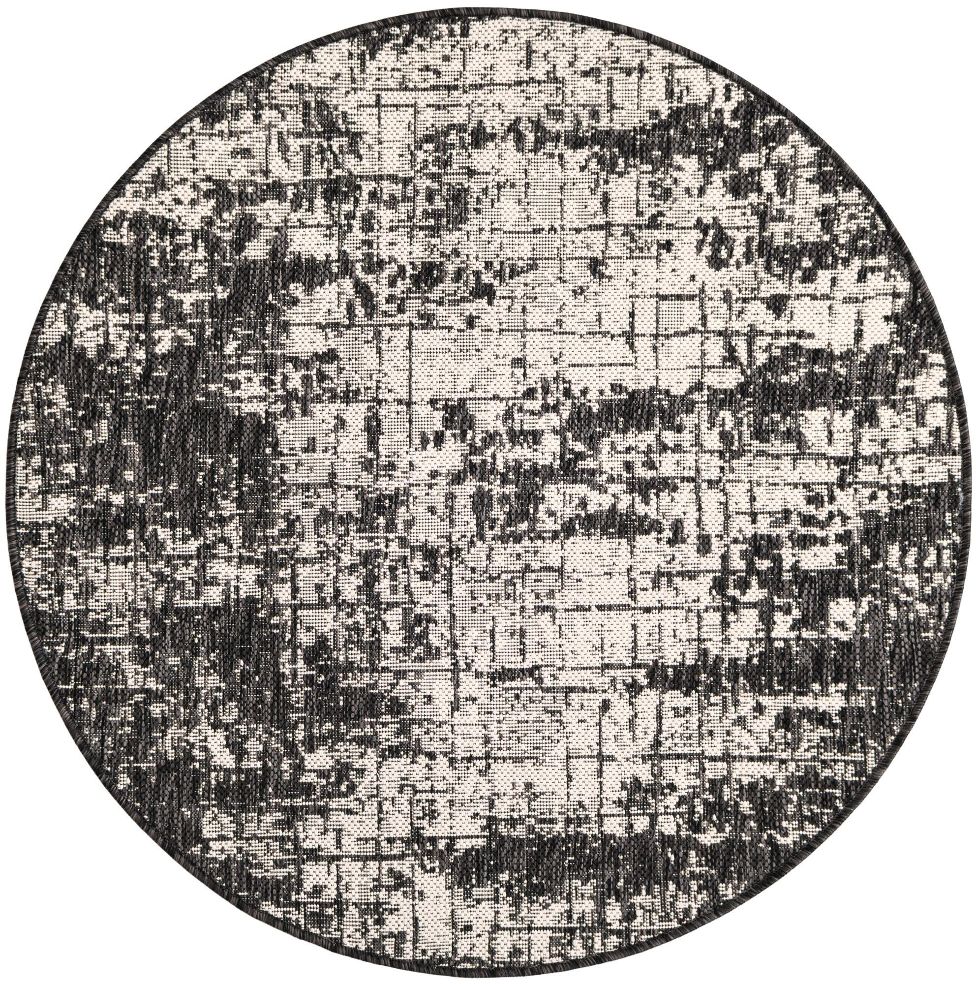 3' x 3' Rigby · Abstract Outdoor Rug, black and white