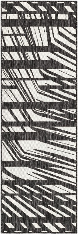 Frasier · Abstract geometric Outdoor Rug, black and white