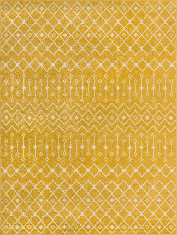 9' x 12' Boswell · Geometric lattice rug, yellow and ivory