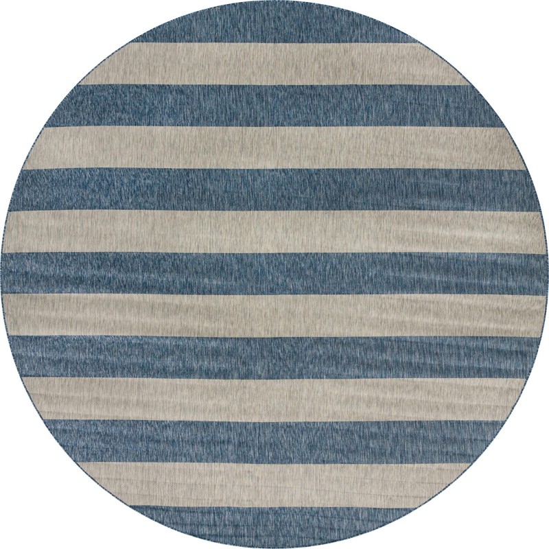 13' x 13' Dahlia · Striped Outdoor Rug, blue and gray
