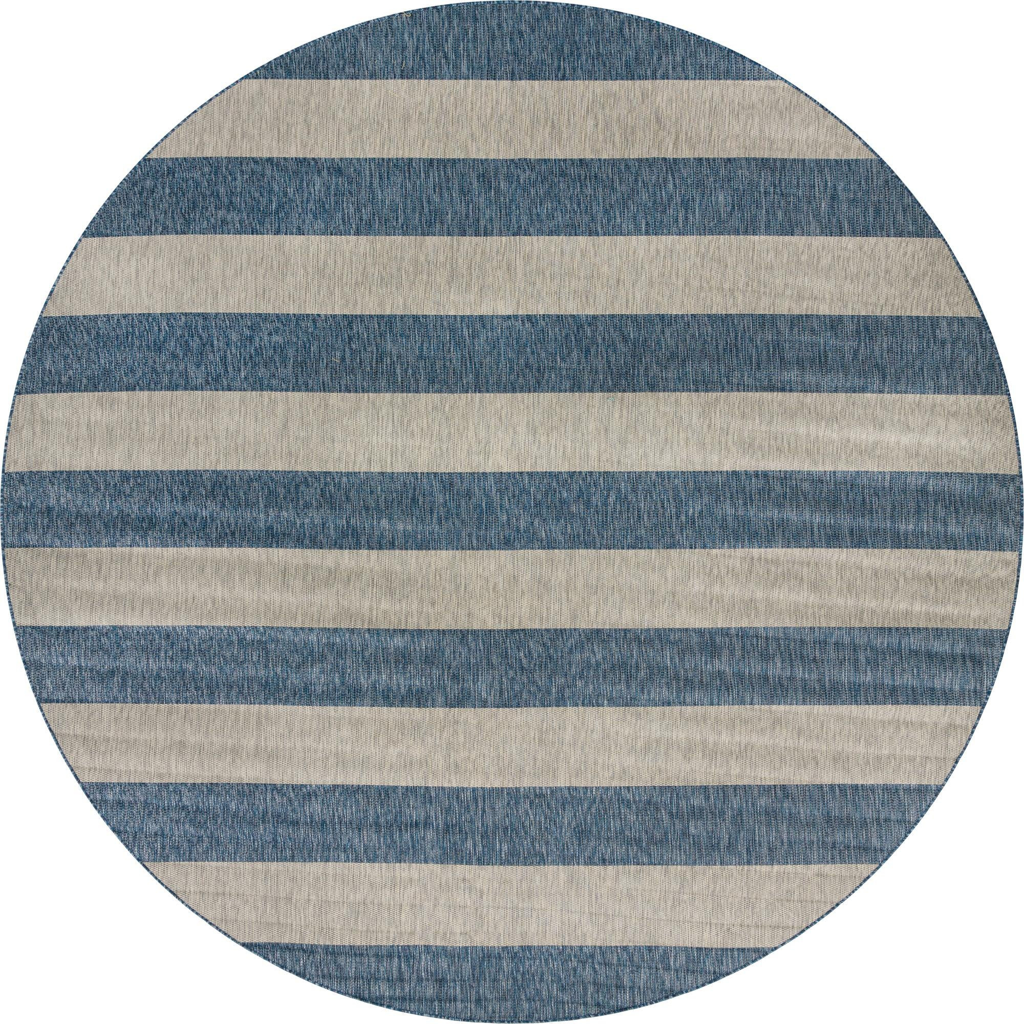 13' x 13' Dahlia · Striped Outdoor Rug, blue and gray