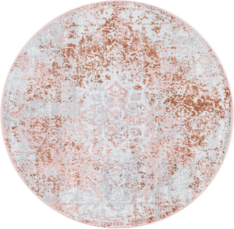 Braxton · Distressed medallion Washable Rug, rose and ivory