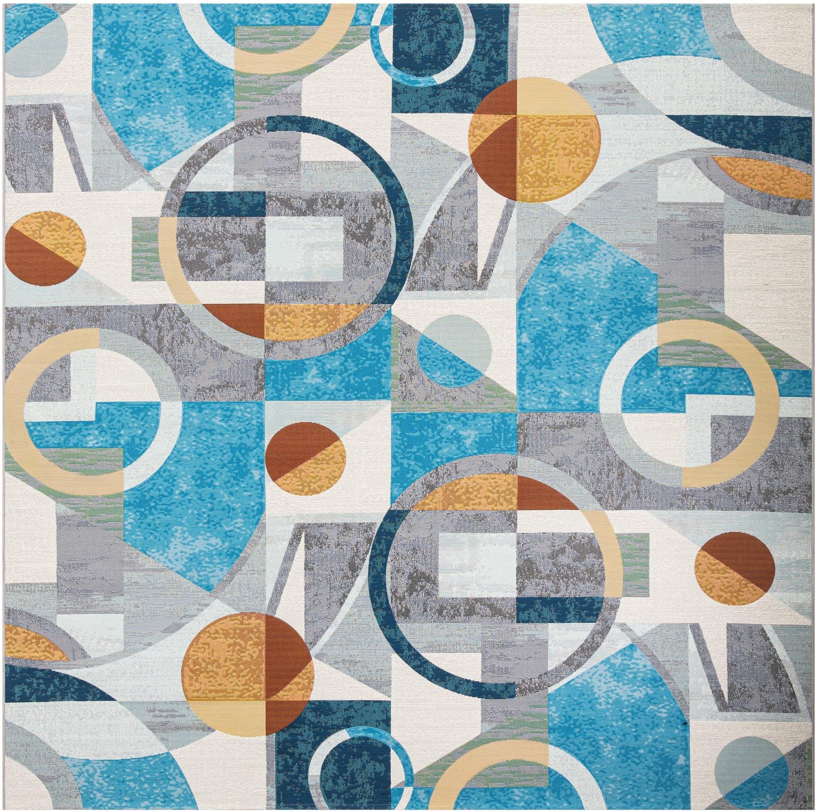 10' x 10' Lomax · Abstract geometric Outdoor Rug, blue and multicolor