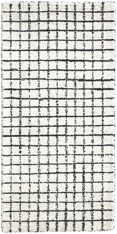 2' x 4' 1 Walsh · Grid Wool Rug, ivory and black