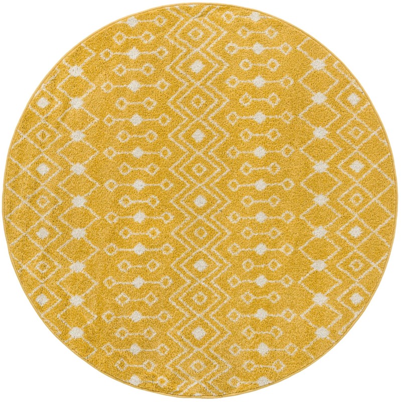 5' 3 x 5' 3 Boswell · Geometric lattice rug, yellow and ivory