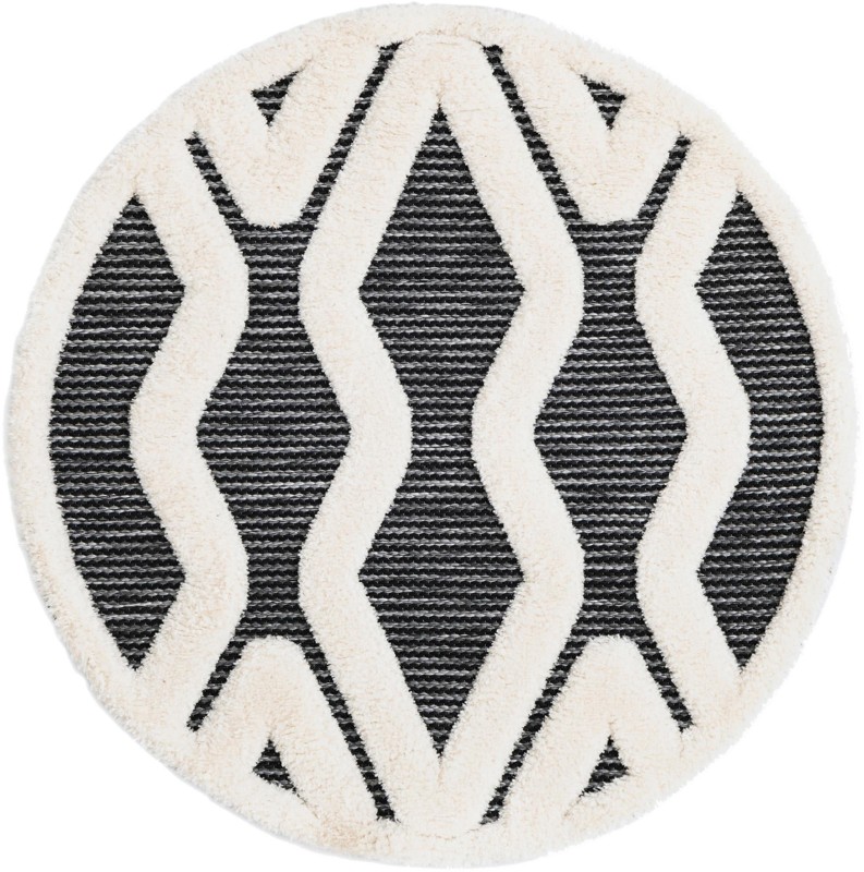 3' x 3' Armstead · Geometric trellis rug, gray and ivory