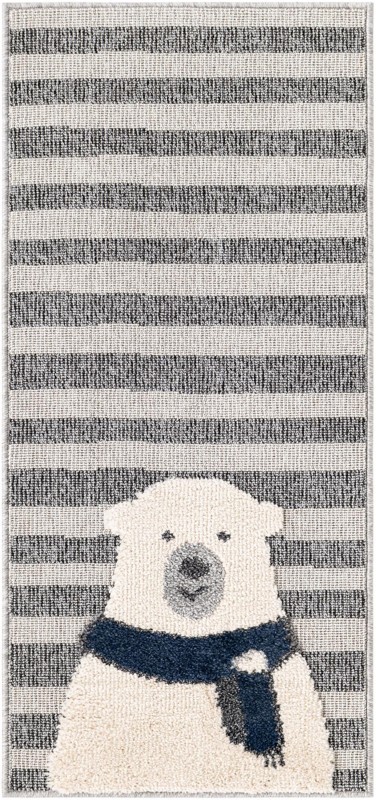 2' x 4' Whitcomb · Striped rug, gray