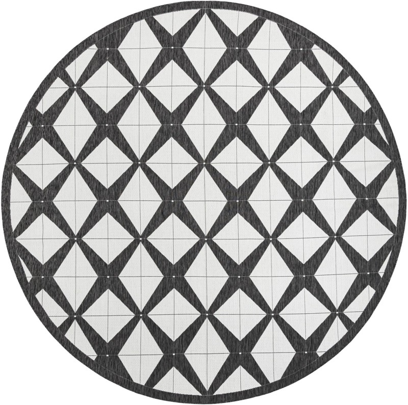 12' x 12' Whyte · Diamond Outdoor Rug, black and white