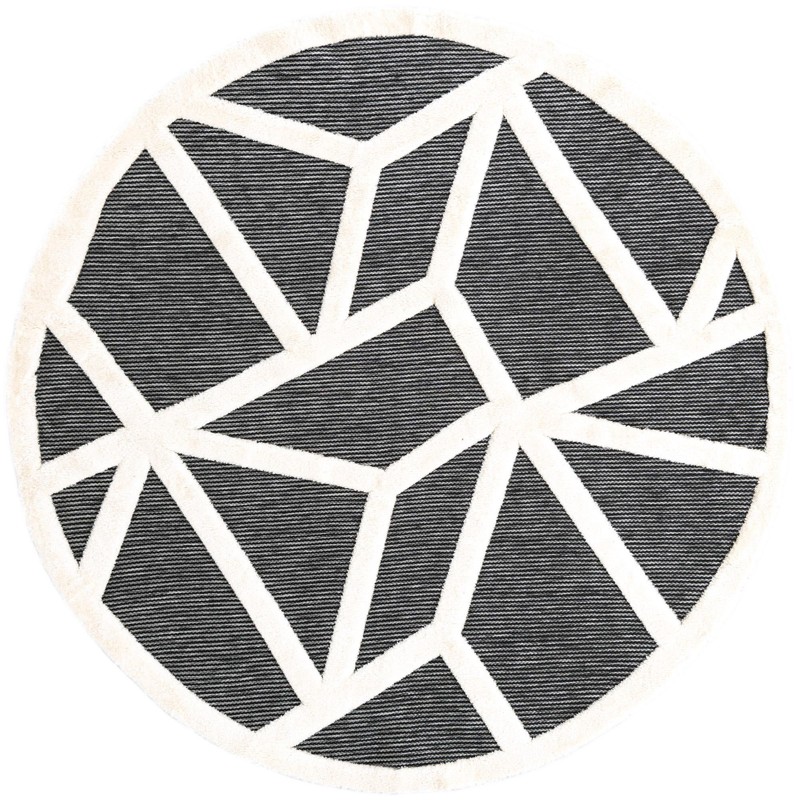 7' 10 x 7' 10 Sutter · Geometric line rug, gray and ivory