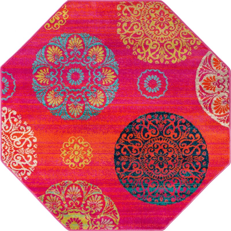 Kendrick · Medallion rug, pink and turquoise