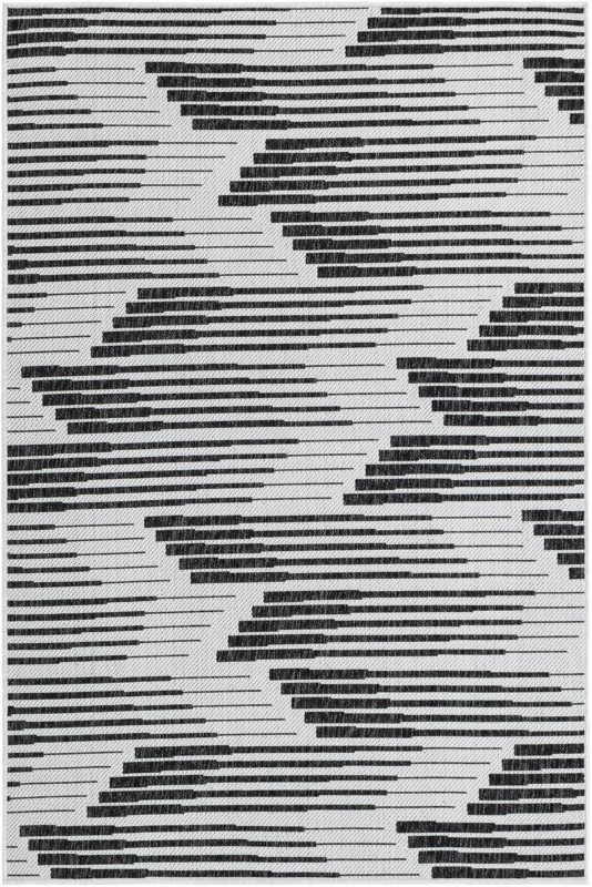 4' x 6' Flax · Abstract Outdoor Rug, black and white