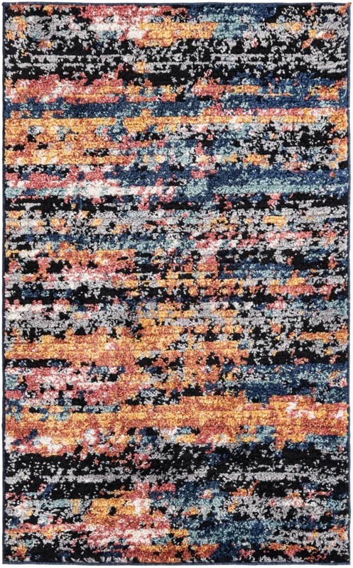 3' 3 x 5' 3 Nelson · Abstract striped rug, multicolor and navy