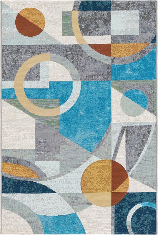 Lomax · Abstract geometric Outdoor Rug, blue and multicolor