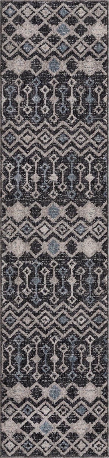 2' x 8' Harlan · Geometric rug, charcoal and ivory
