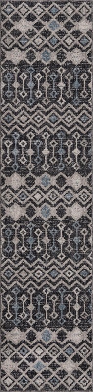 2' x 8' Harlan · Geometric rug, charcoal and ivory