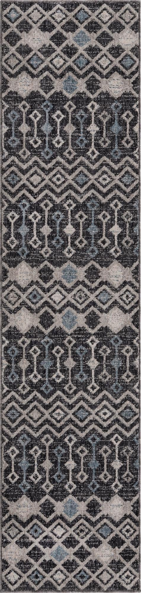 2' x 8' Harlan · Geometric rug, charcoal and ivory