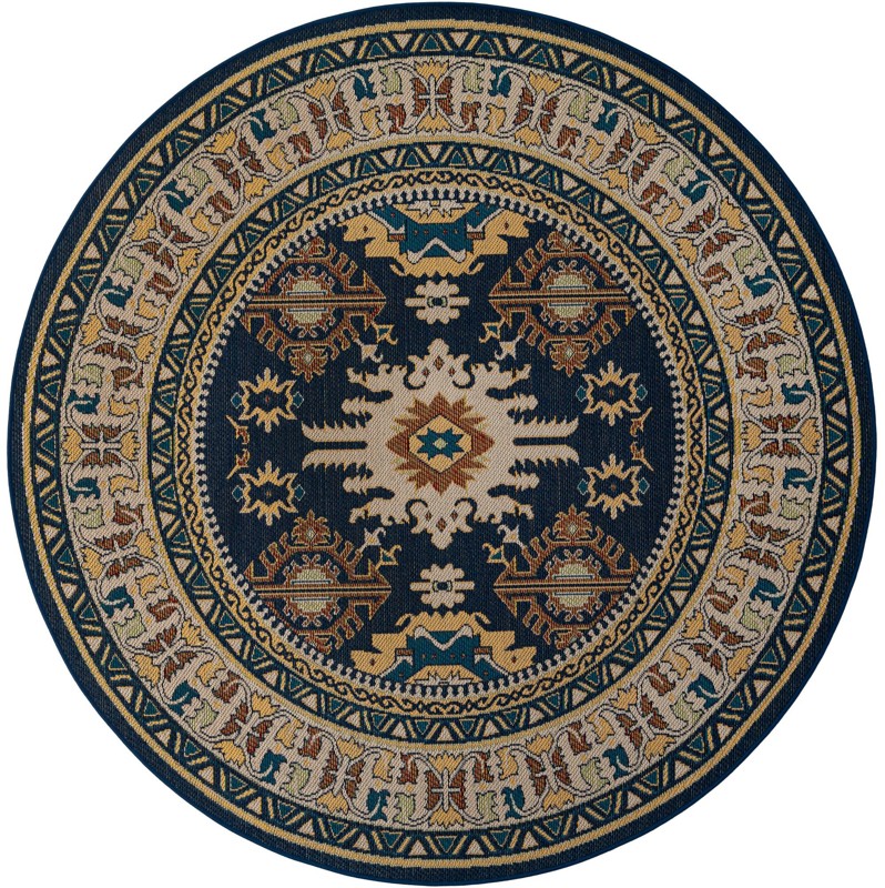 Waxwing · Border Outdoor Rug, navy blue